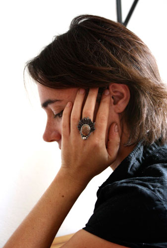 Autumn artichoke, greek legend ring in silver and autumn jasper