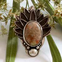 Autumn artichoke, greek legend ring in silver and autumn jasper