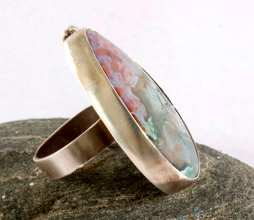 Badala, the colors of volcanic rains ring in silver and ocean jasper