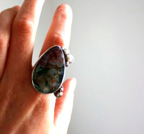 Badala, the colors of volcanic rains ring in silver and ocean jasper