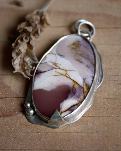 Bhora, mountain dawn pendant in silver and mookaite jasper