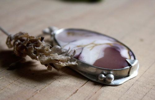 Bhora, mountain dawn pendant in silver and mookaite jasper