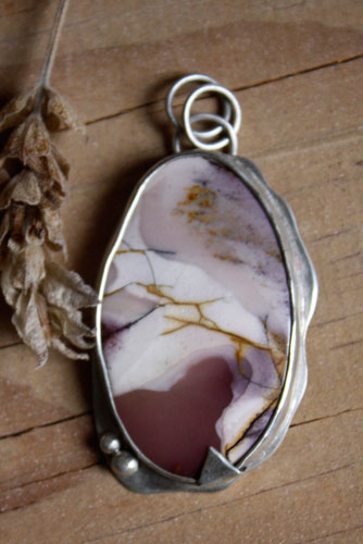 Bhora, mountain dawn pendant in silver and mookaite jasper