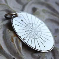 Boussole, rose wind pendant in sterling silver