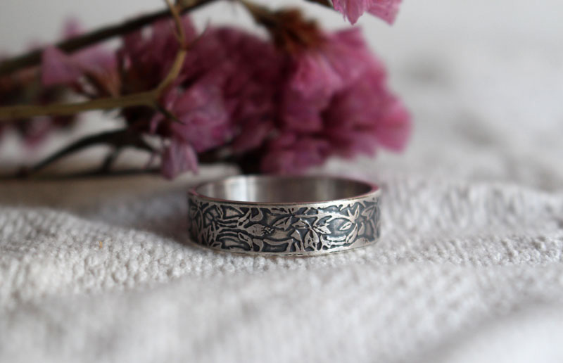 Columbine, flower ring in sterling silver