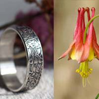 Columbine, flower ring in sterling silver
