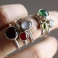 Constance, birthstone ring in silver, garnet, amethyst, aquamarine, moonstone, onyx, alexandrite, ruby, peridot, sapphire, opal, citrine, or turquoise