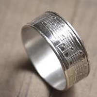 Crescendo, music notation ring in sterling silver