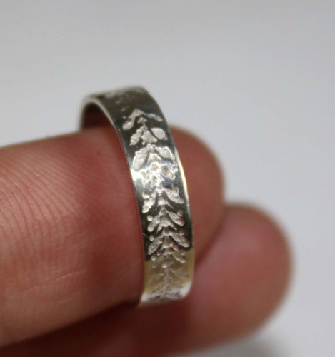 Custom wedding bands, botanical crown ring in silver