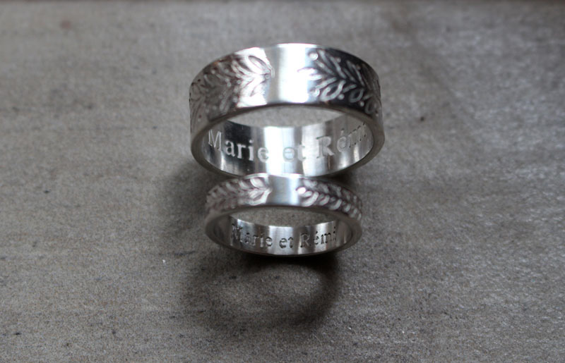 Custom wedding bands, botanical crown ring in silver