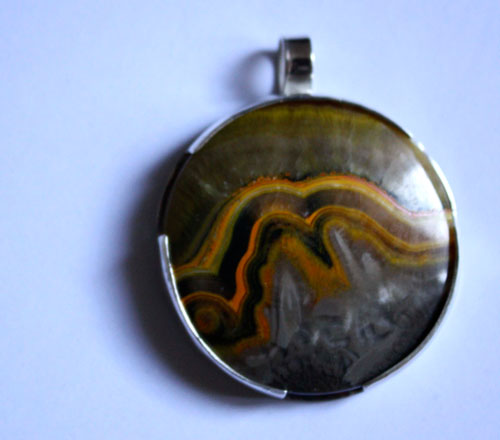 Dawn, sunrise pendant in sterling silver and bumblebee jasper