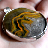 Dawn, sunrise pendant in sterling silver and bumblebee jasper