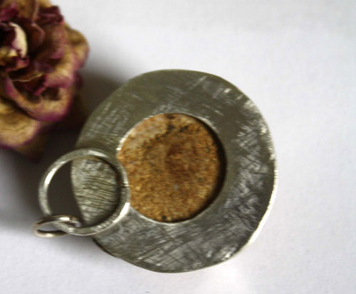 Echinoidea, earth’s history pendant in silver and fossilized sea urchin