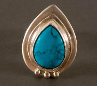 Firoza, indian ring in silver and turquoise