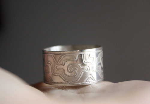 Ga Yixe, mexican mixtec meander ring in sterling silver