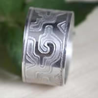 Ga Yixe, mexican mixtec meander ring in sterling silver