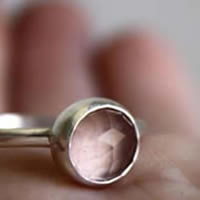 Thigh nymph, sterling silver and pink quartz ring