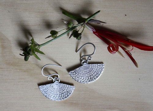 Han’i, japanese fans earrings in sterling silver