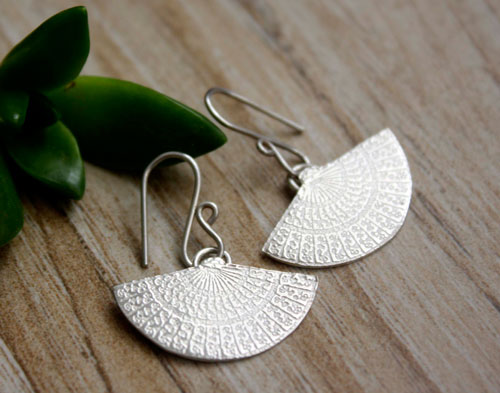 Han’i, japanese fans earrings in sterling silver