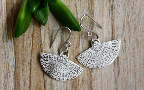 Han’i, japanese fans earrings in sterling silver