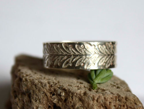 Honeysuckle, nature ring in sterling silver