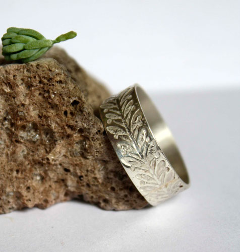 Honeysuckle, nature ring in sterling silver