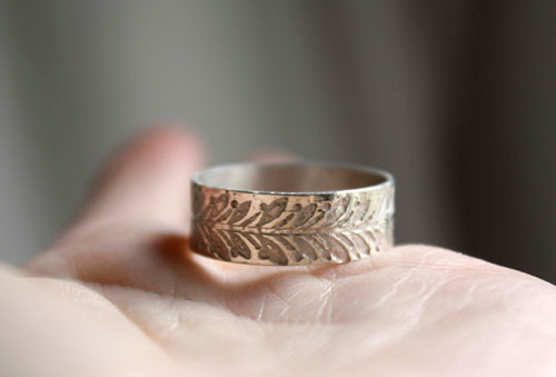 Honeysuckle, nature ring in sterling silver