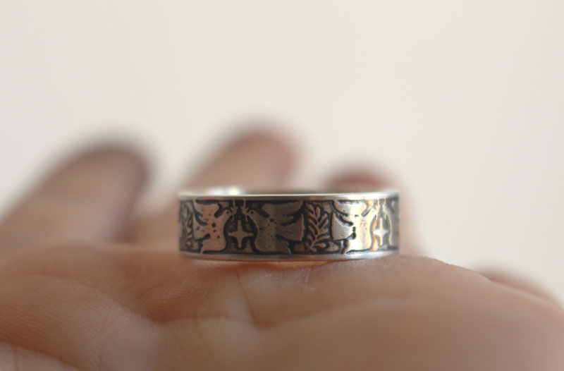 Hope and peace, dove, star, and olive branch ring in silver