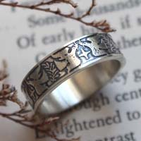 Hope and peace, dove, star, and olive branch ring in silver