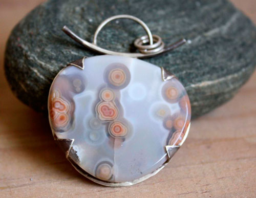 In the heart of the ocean, primordial waters pendant in silver and ocean jasper