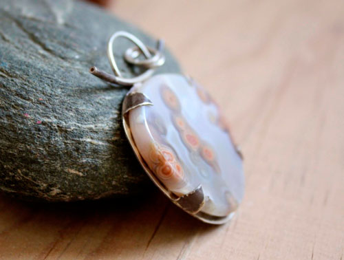 In the heart of the ocean, primordial waters pendant in silver and ocean jasper