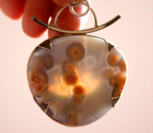 In the heart of the ocean, primordial waters pendant in silver and ocean jasper