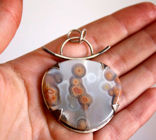 In the heart of the ocean, primordial waters pendant in silver and ocean jasper