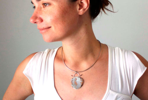 In the heart of the ocean, primordial waters pendant in silver and ocean jasper