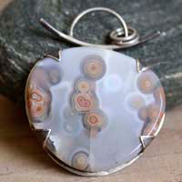 In the heart of the ocean, primordial waters pendant in silver and ocean jasper