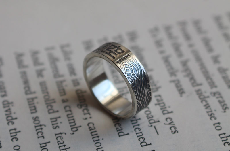 Kû, Japanese Buddhist symbol ring in silver