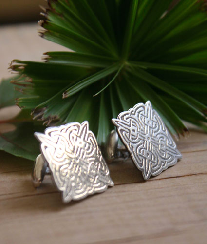 Lancelot, celtic knot cufflinks in sterling silver