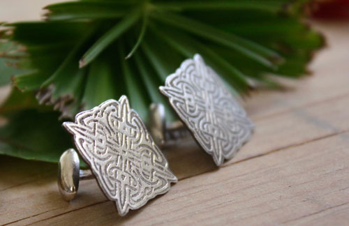 Lancelot, celtic knot cufflinks in sterling silver