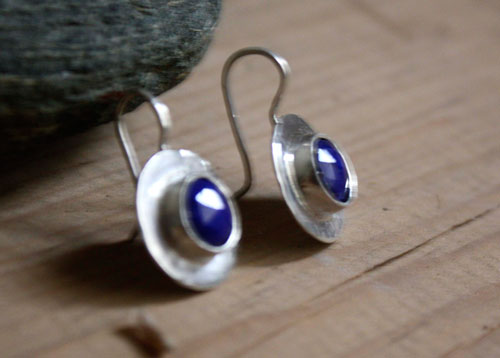 Lapis, Egyptian earrings in silver and lapis lazuli