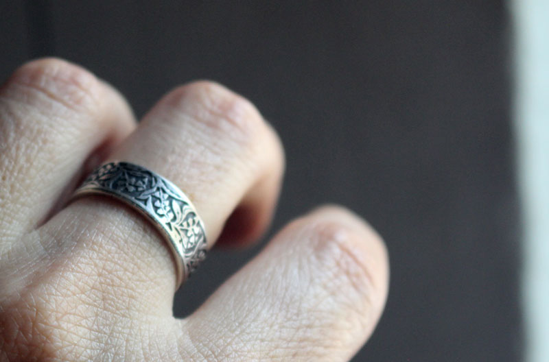 Lily of the valley, flower ring in sterling silver