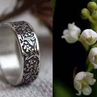 Lily of the valley, flower ring in sterling silver