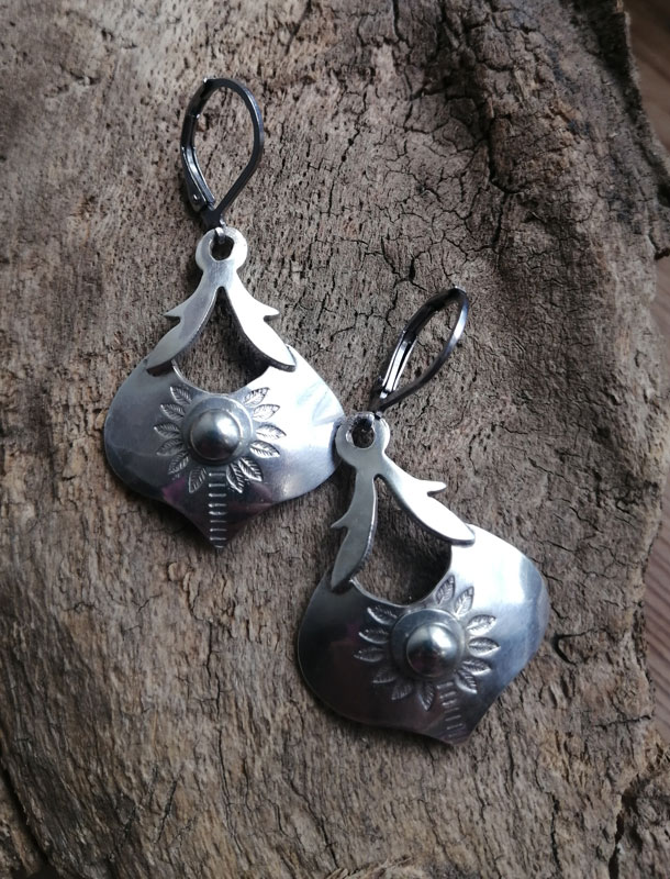 Lunar halo, baroque moon earrings in sterling silver