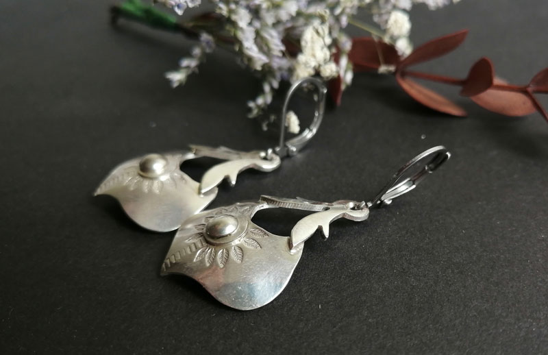 Lunar halo, baroque moon earrings in sterling silver