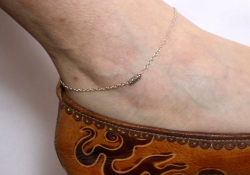 Magnolia, flower anklet in sterling silver