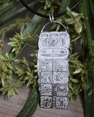 Maya calendar, mayan long count pendant in silver