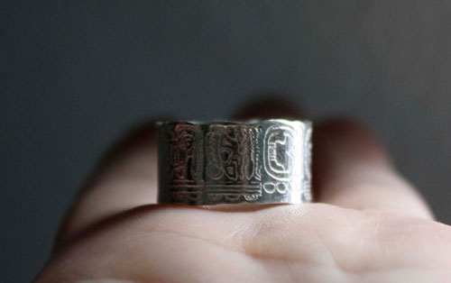 Mayan Calendar, personalized mayan calendar long count ring in silver