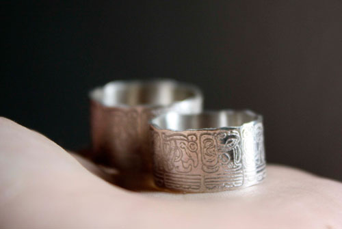 Mayan Calendar, personalized mayan calendar long count ring in silver