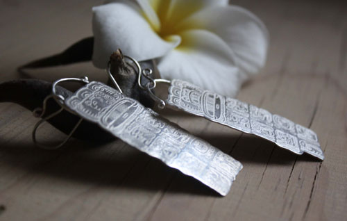 Mayan long count, maya calendar earrings in silver