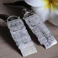 Mayan long count, maya calendar earrings in silver