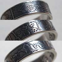 Nature, landscape trio ring in sterling silver